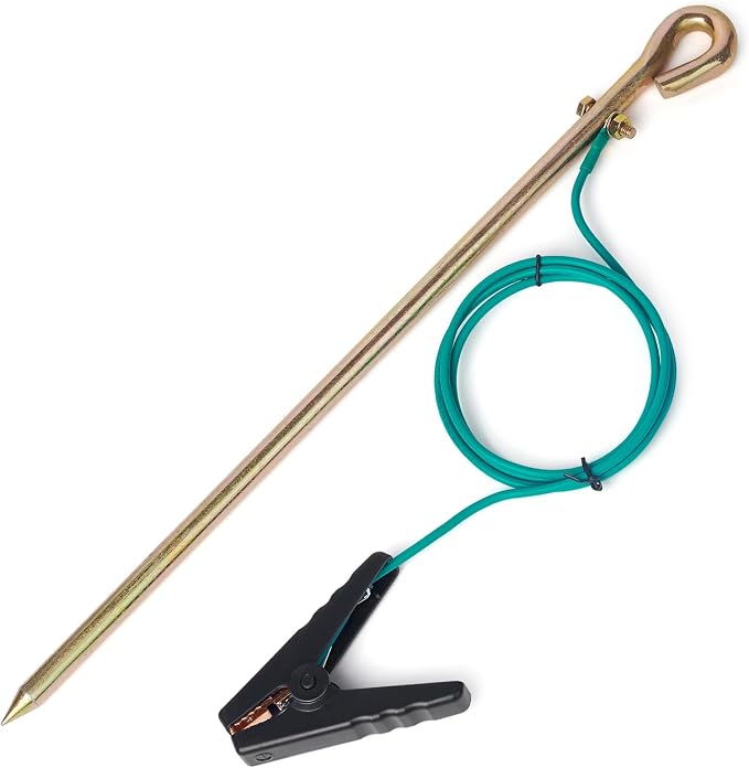 Portable Ground Rod with 4ft 12AWG UL Listed Grounding Wire with Crocodile Clip by CYANTEKOMS