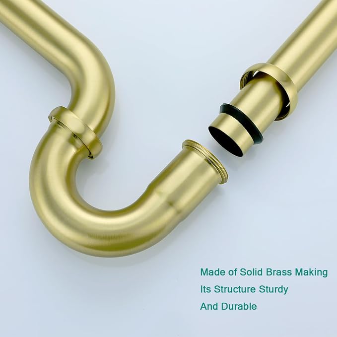 Brass P Trap with Pop Up Drain Stopper, U-Shape 1 1/4 Slip Joint Extension Tub - Image 6