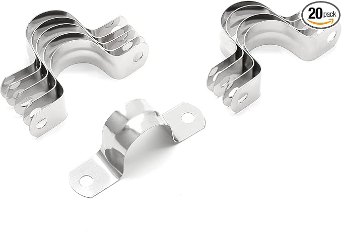 20Pcs 1 Inch Stainless Steel Conduit Clamps | Two Hole Strap, U Bracket Rigid by Jersvimc