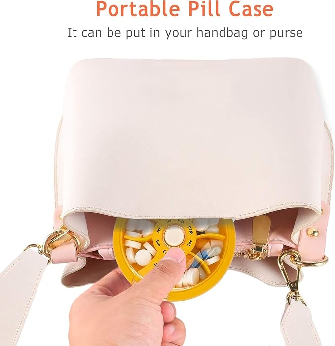 8PCS INVODA Weekly Pill Organizer 7 Compartment Rotating Pill Box - Image 6