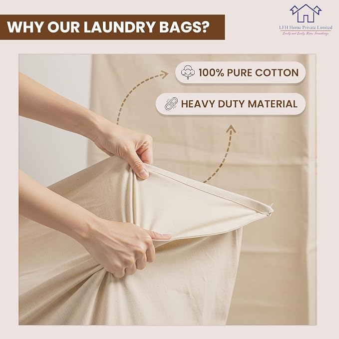 LFH Home Cotton Canvas Extra Large Laundry Bag - Image 9