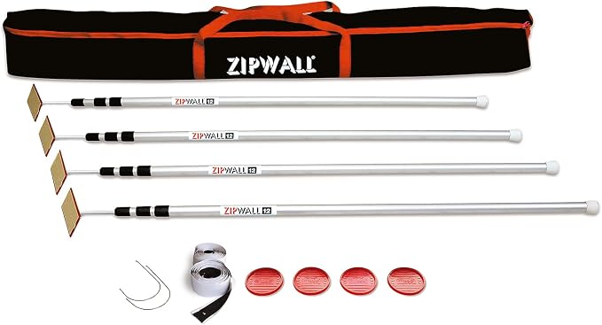 ZIPWALL SLP4 12 Foot Spring Loaded Dust Barrier Poles and ZipWall FoamRail - Image 2