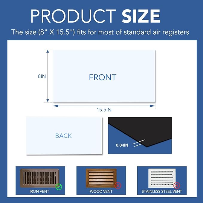 DIYMAG Magnetic Vent Covers-8" x 15.5", 8 Pack Vents Cover - Image 2