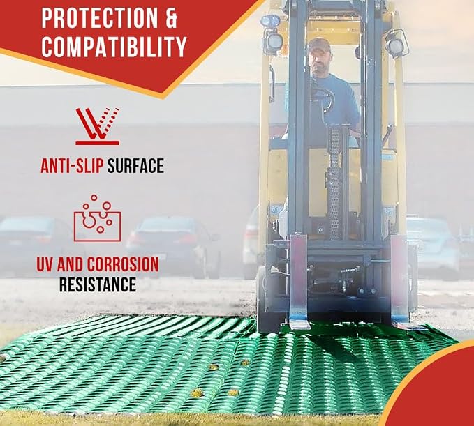 10 Pk 3' x 8' - 1/2" Thick Heavy Duty Green Ground Protection Mats - Easily - Image 6