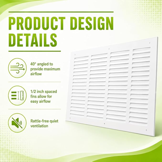 20" x 10" Return Air Grille Duct Opening, Ceiling Sidewall Floor Cold Air - Image 3