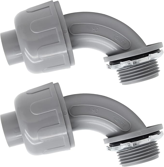 2Pcs 1/2" NPT Liquid-Tight Connector, 90-Degree | Electrical Conduit Connector by LifCratms