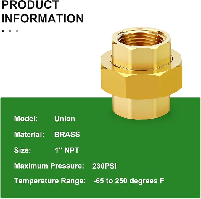 1PCS Brass Union，1" NPT Female x 1" NPT Female Brass Pipe Fitting - Image 4