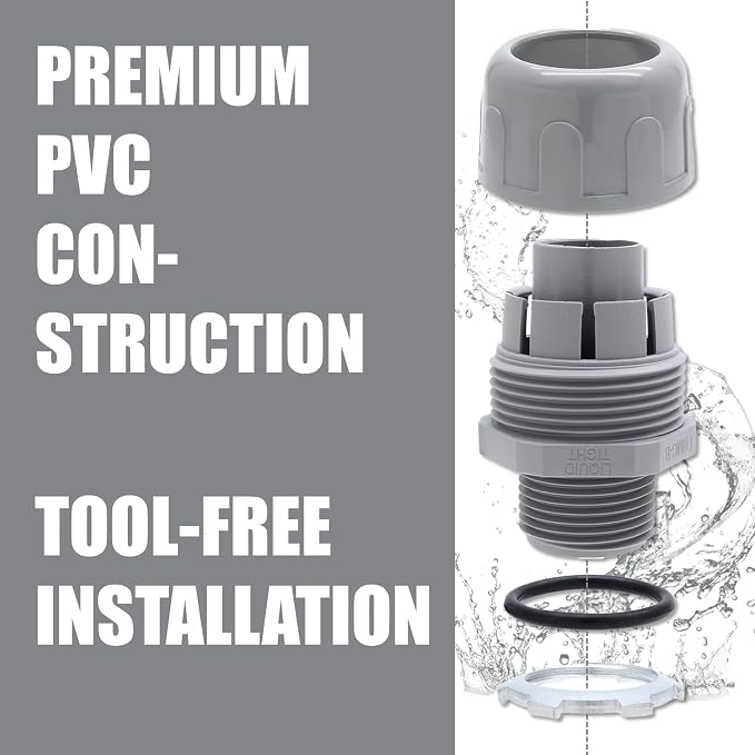 10-Pack 1/2 Inch NPT Liquid Tight PVC Conduit Connector Fittings | straight and - Image 2