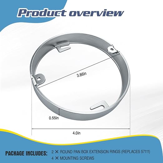 4 Inch Round Pan Box Extension Ring 57111 Fits Ceiling Box, 2 Pack, Metal | - Image 2