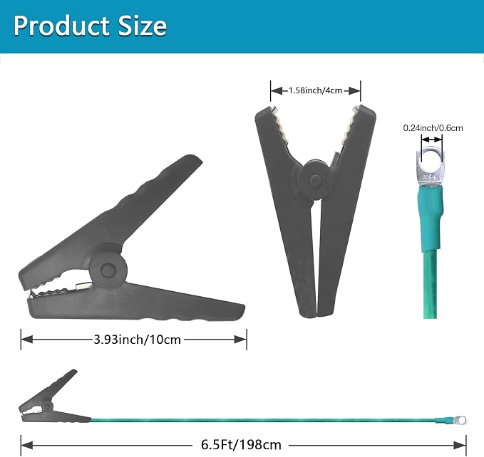 Portable Ground Rod with 6.5ft 12AWG UL Listed Grounding Wire with Crocodile - Image 3