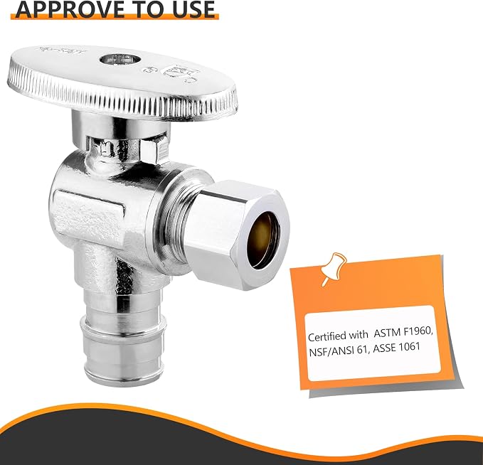 20PC HeSun 1/2" PEX-A Expansion x 3/8" OD Compression Angle Stop Valve | PEX-A - Image 3