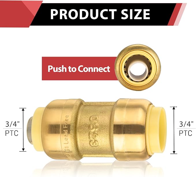 6piece EFIELD 3/4 Inch Straight Coupling Push-Fit Fitting | Connect Pex - Image 2
