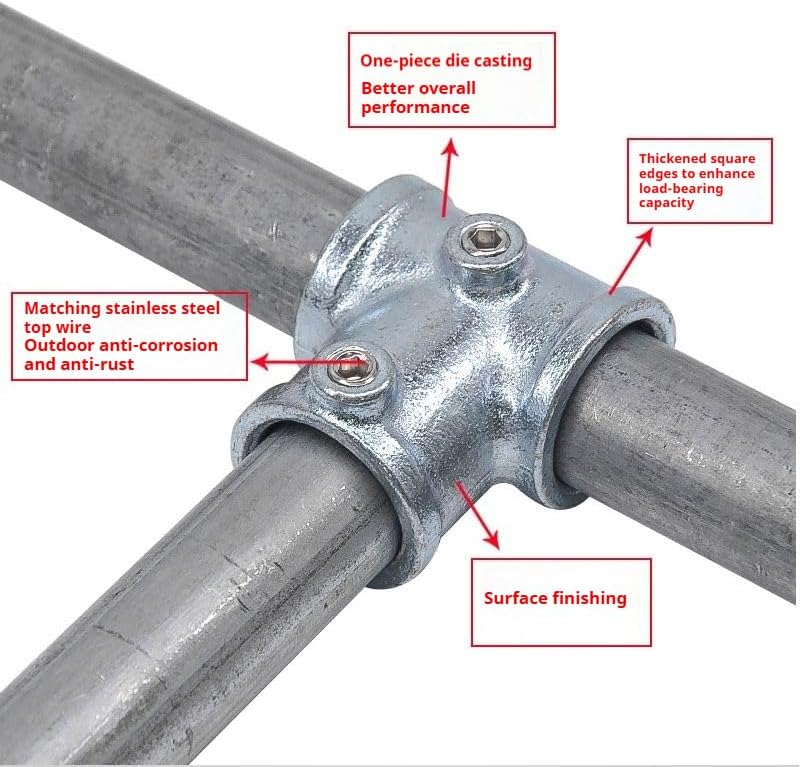 2 Pcs Galvanized Pipe Fittings Single Socket Tee Steel Pipe Pipe Clamps Fits 1 - Image 4