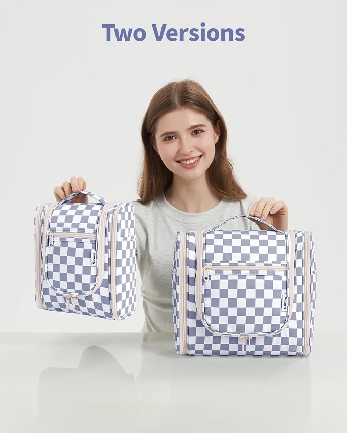 Narwey Small Checkered Hanging Travel Toiletry Bag - Image 8