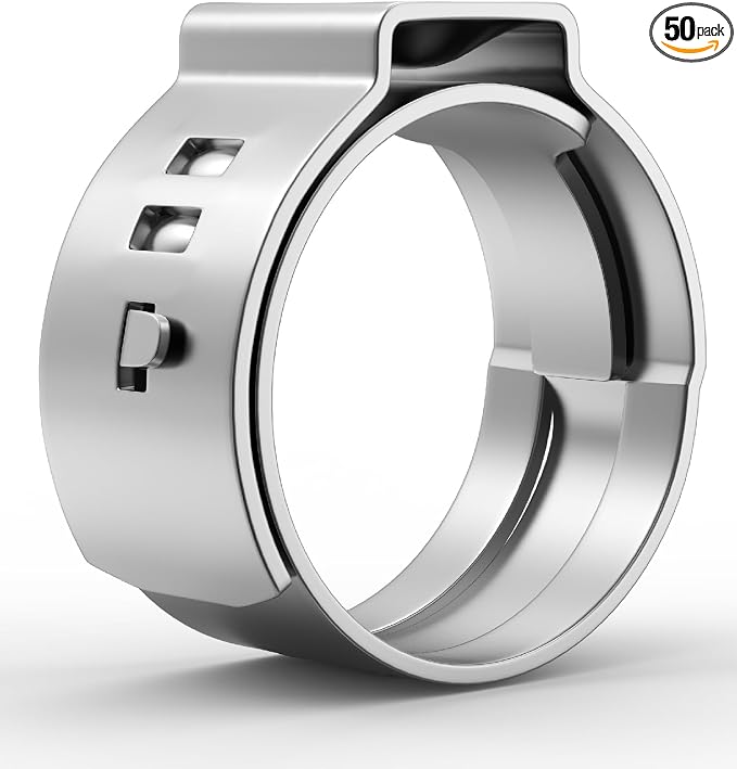 Bates- PEX Cinch Clamp Rings, 50 Pack, Stainless Steel, Pex Clamps by BatesChoice