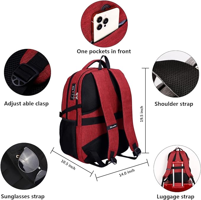 SHRRADOO Anti Theft Laptop Backpack Travel Backpacks - Image 4