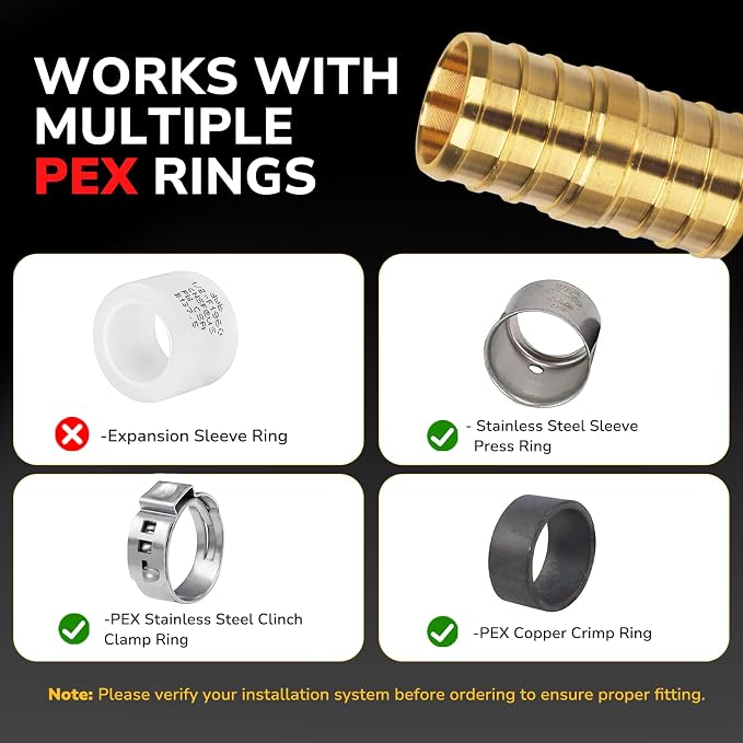 3/4" Pex Coupling, Pex Fittings, Heavy-Duty Brass Crimp Fittings - Image 7