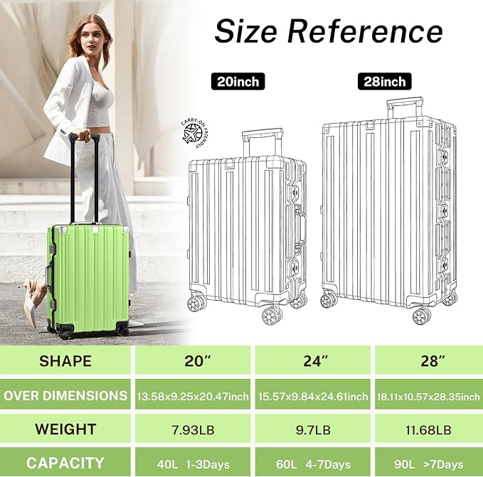 Krute Carry On Luggage 20 inch Aluminum Frame Suitcase - Image 4