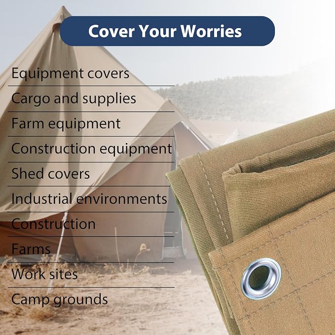 20’x24’ Canvas Tarp Heavy Duty Water Resistant Tarpaulins - Image 7