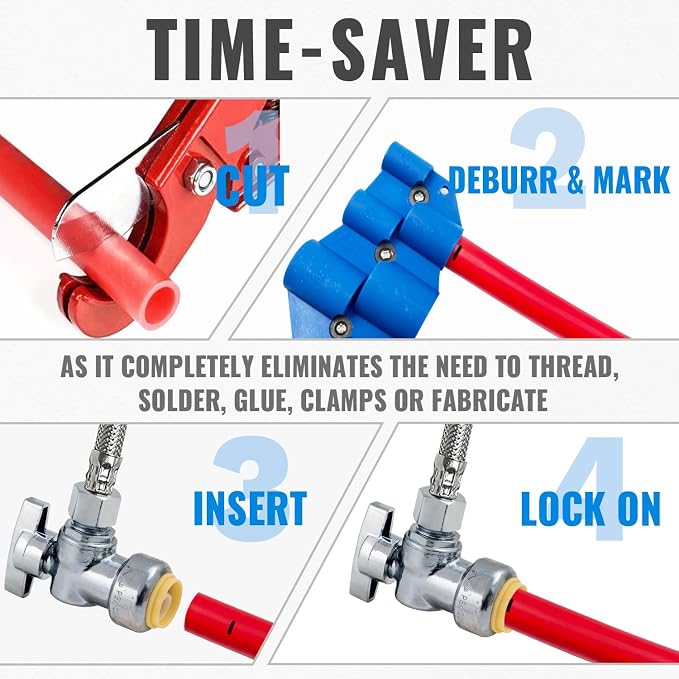 25-Pack Angle Stop Valve, Water Shut Off Valve 1/2" x 3/8" Comp | 1/4 Turn - Image 5