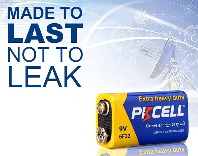 PKCELL 9V Battery Carbon Zinc for Smoke Detectors 6F22 Battery, 10-Year Shelf - Image 5