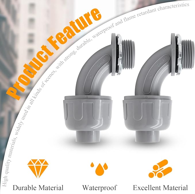 4Pcs 3/4" NPT Electrical Conduit Connector Fittings | 90-Degree, Nonmetallic - Image 5