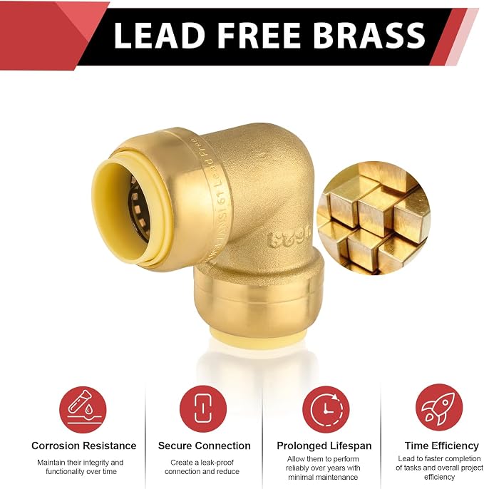 12piece EFIELD 3/4-inch 90-Degree Elbow, Push-Fit Brass Fittings | Connect - Image 3