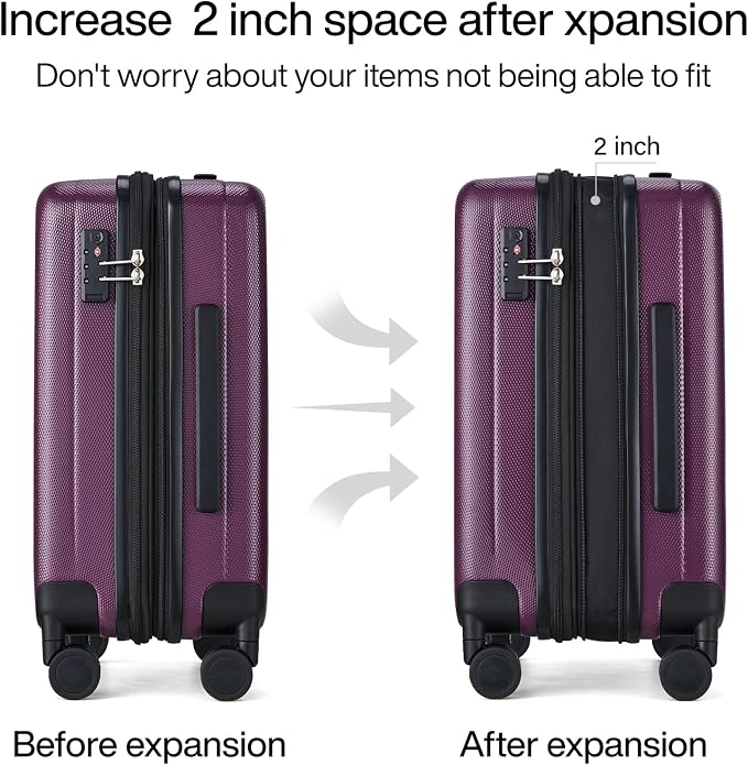 Hanke Expandable Hardshell Luggage Sets 3 piece Carry On Luggage - Image 3