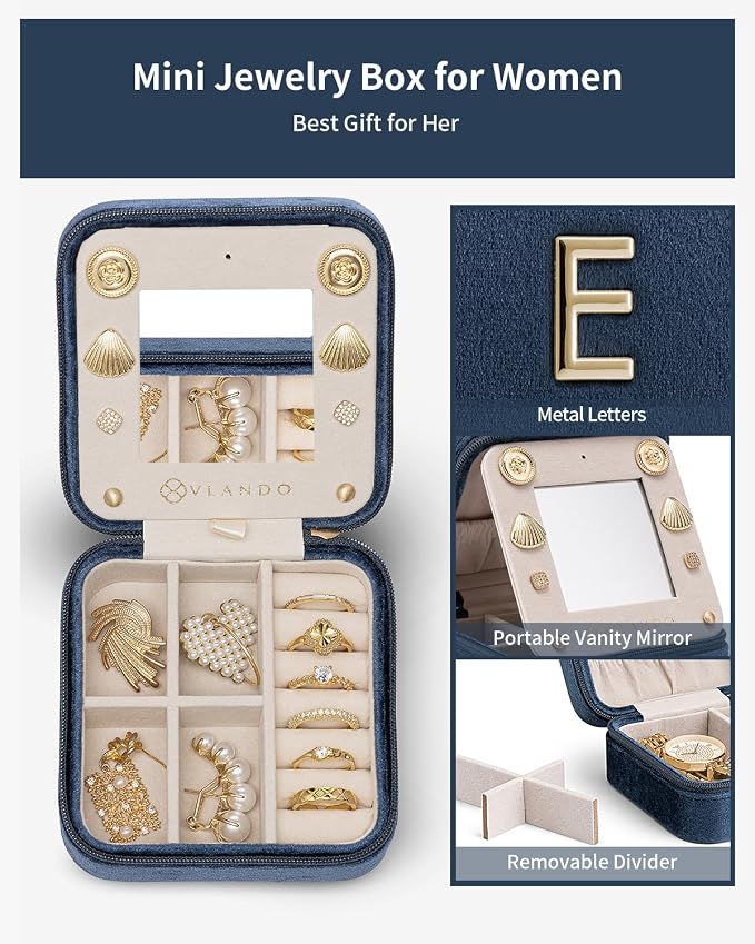 Vlando Teacher Must Haves, Personalized Initial Jewelry Case, Back to School - Image 3