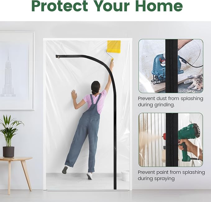 Voomey 4 x 7.2 ft Plastic Zipper Door Dust Protection Kit - Image 5