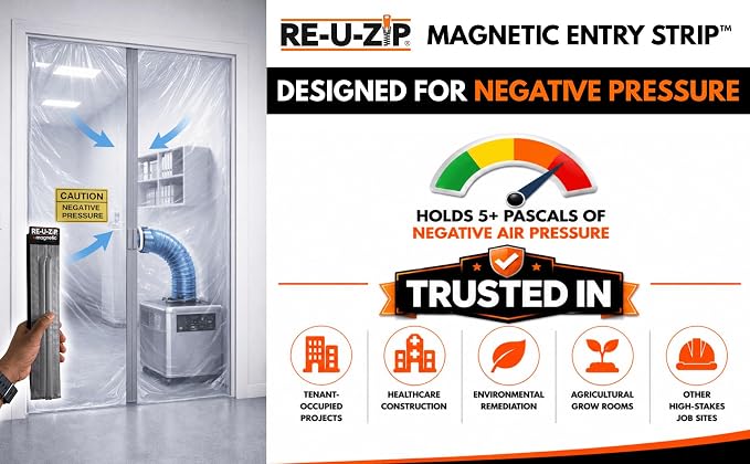 RE-U-Zip Self-Closing Ultra-Clear Magnetic Dust Barrier Entry Strip Door Kit - Image 5