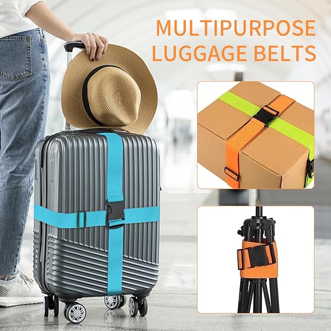 BILIONE 8 Pcs Luggage Straps, TSA Approved Add a Bag Premium Accessory - Image 7