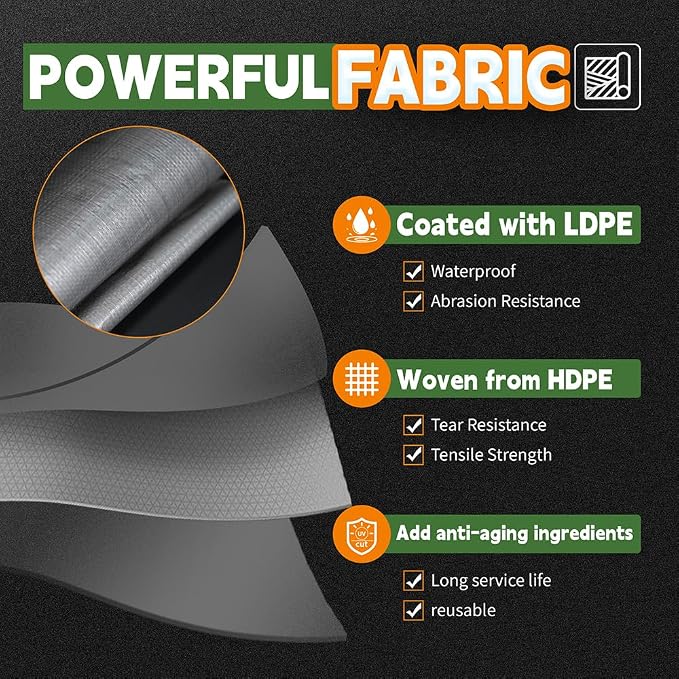 Tarps Heavy Duty Waterproof 6x8 Feet, 10Mil Multipurpose Small Tarp Cover - Image 3