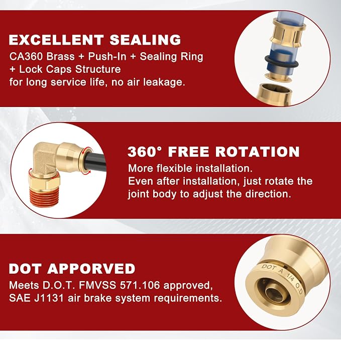 90° Swivel Male Elbow, 1/4" Tube x 3/8" NPT, DOT Approved 5PCS | - Image 4