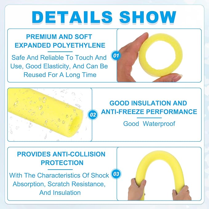 PATIKIL Pipe Insulation Foam Tube Foam Pipe Tubing Covers Yellow 2Pcs | 2" ID x - Image 3