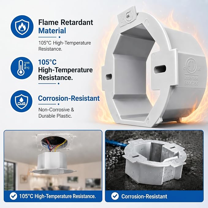 Copkim 4 Pcs Round Electrical Box Extender 4.35 x 1.5 Inches Ceiling Box - Image 3