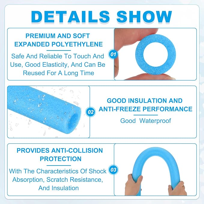 PATIKIL Pipe Insulation Foam Tube Foam Pipe Tubing Covers Blue 2Pcs | 1-1/4" ID - Image 3