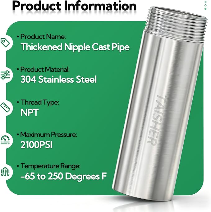1pcs Thickened Nipple Cast Pipe 1-1/4" MNPT x 1-1/4" FNPT - Image 3