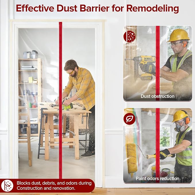 2-Pack Dust Barrier Plastic Zipper Door, 4 ft x 7.2 ft Construction Cover - Image 4