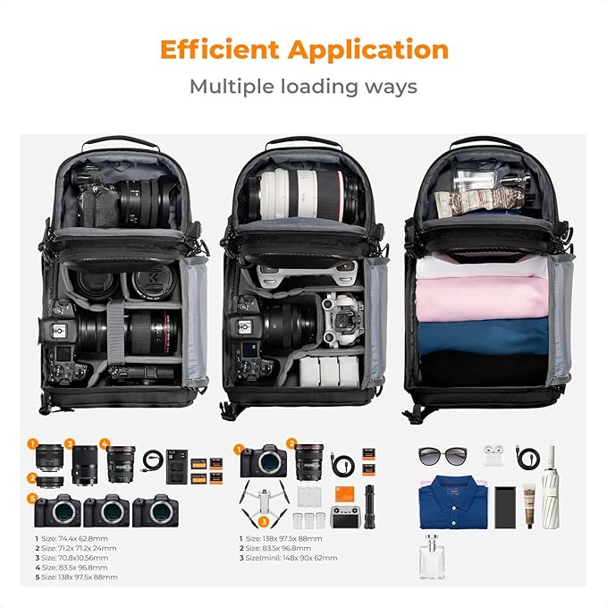 K&F Concept Camera Sling Bag Crossbody Bag Hardshell Camera Shoulder Backpack - Image 4