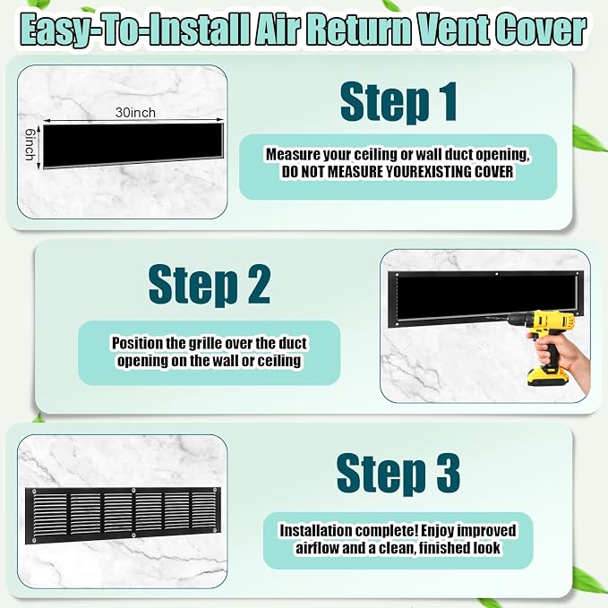 Blulu 6 Pack Fit for 30 x 6 Inch Duct Opening Return Air Vent Cover - Image 4