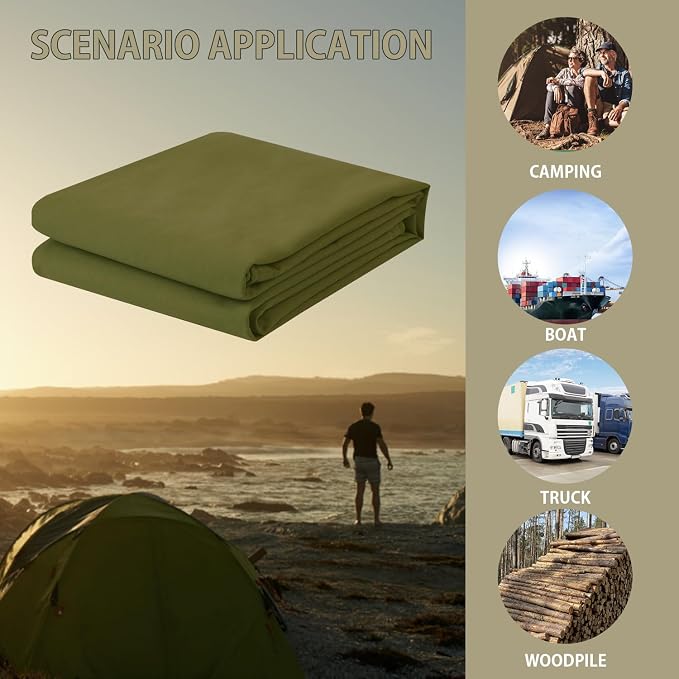 FoundGo Canvas Tarp 6x8ft Heavy Duty Waterproof Tarps - Image 6