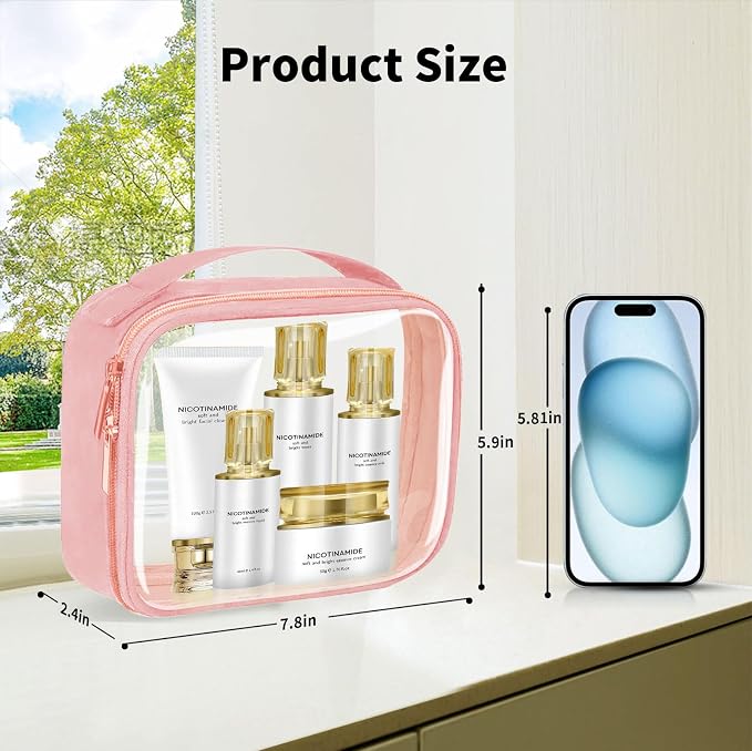 TSA Approved Travel Toiletry Bag, 3 Pack Clear Makeup Bags - Image 3