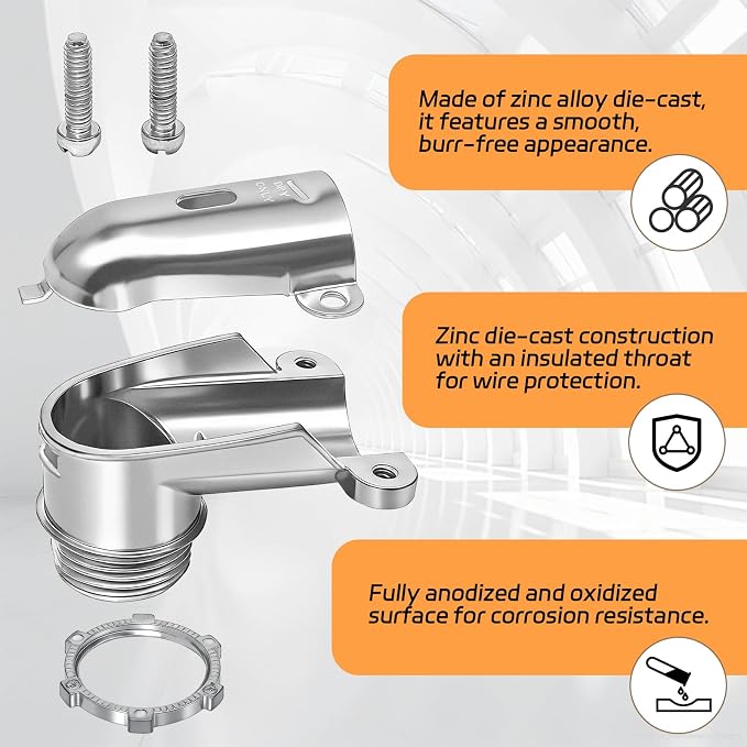 6 PCS 90° Squeeze Connectors AC/MC/Flex 3/8 90 Degree Elbow Cable Connector - Image 4