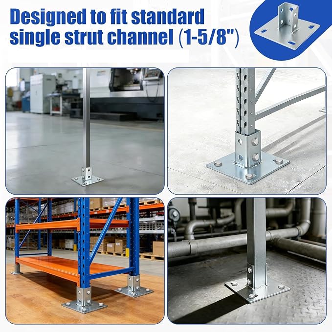 4Pcs Strut Post Base, 4 Holes Square Mount Base 6" x 6" Base - Image 7