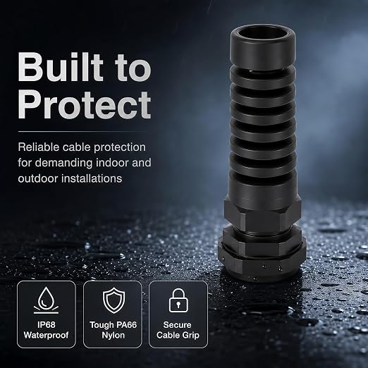 10 PCS PG13.5 Cable Gland, 6-12mm Clamp, Strain Relief | IP68 Waterproof Nylon - Image 3
