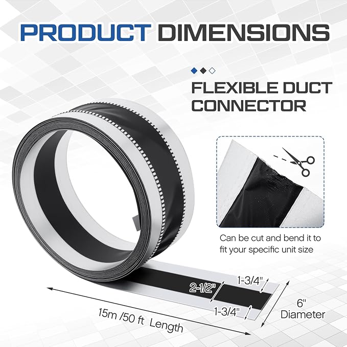 Zonon 6 x 50 ft Vinyl Flexible Duct Connector Canvas Duct Connector Roll - Image 2