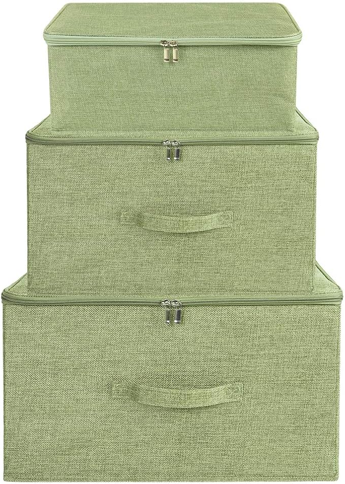ANMINY 3PCS Storage Bins with Zipper Lids 13 Qt Lidded Fabric Storage Boxes - Image 5