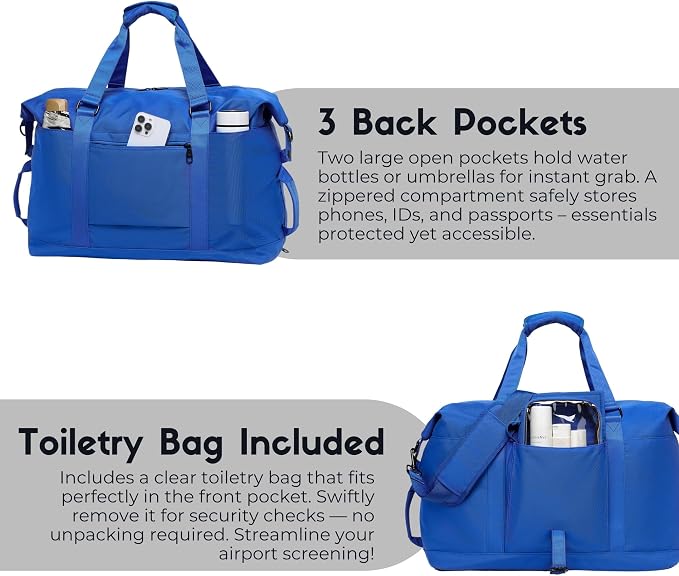 SUNNY BIRD Duffel with Utility Pouch, 40L Weekender Overnight Bag with Shoe - Image 5