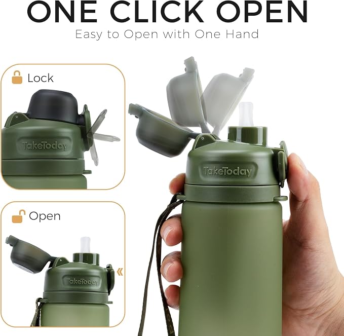 TakeToday Collapsible Water Bottles 20oz, Leak Proof, Foldable Silicone Travel - Image 5